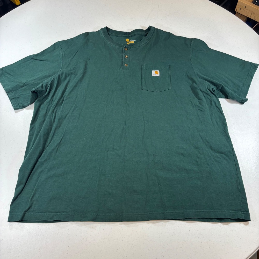 Carhartt Mens 4XL Hunter Green K84 HTG Original Fit Henley Pocket T-Shirt Heavy